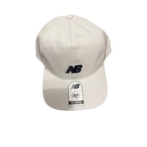 New Balance 47 Brand Hitch Adjustable Hat White Navy NB Logo Snapback NWT